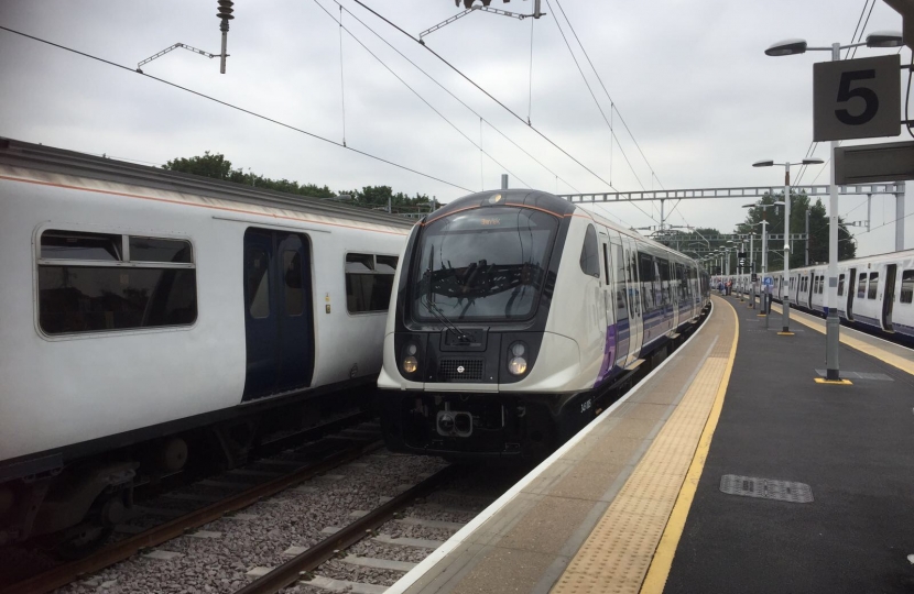 Elizabeth Line Train draws into Shenfield