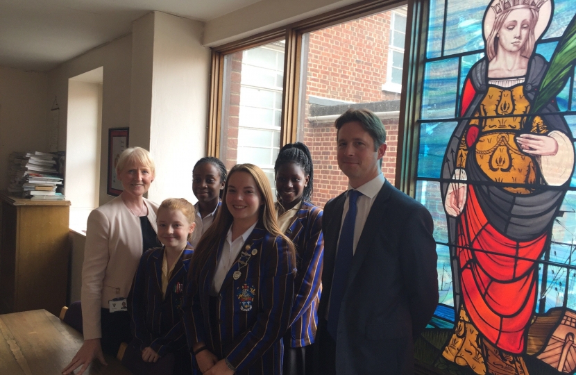 Alex Burghart MP with Brentwood Ursuline pupils