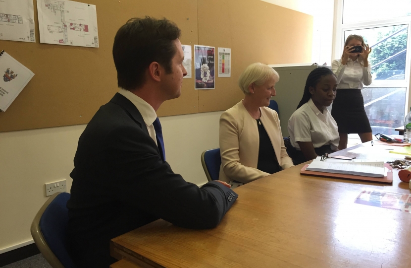 Alex Burghart MP meets members of the Brentwood Ursuline Convent High School Council.