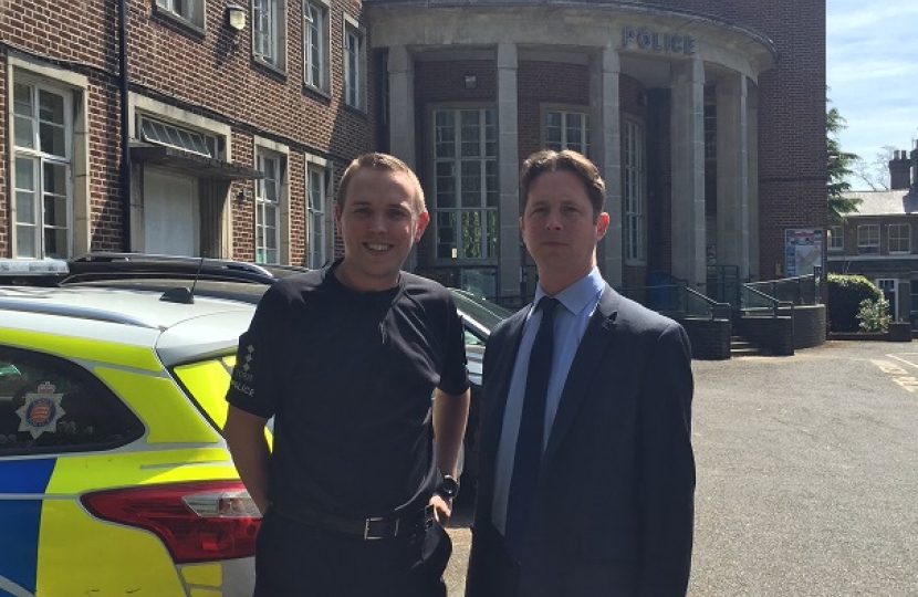 Alex Burghart MP with Chief Inspector Lewis Basford, Essex Police at Brentwood Police Station