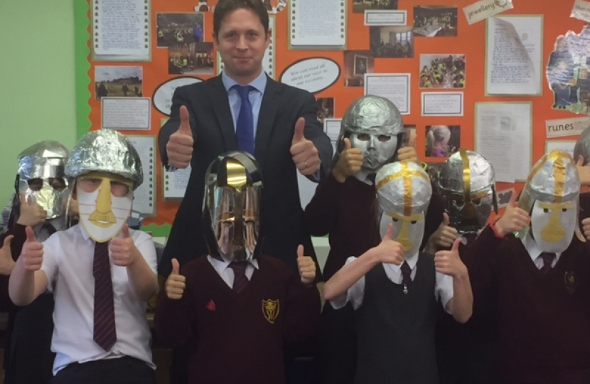 Alex Burghart MP with Year 4 pupils from St Mary's Primary School, Shenfield