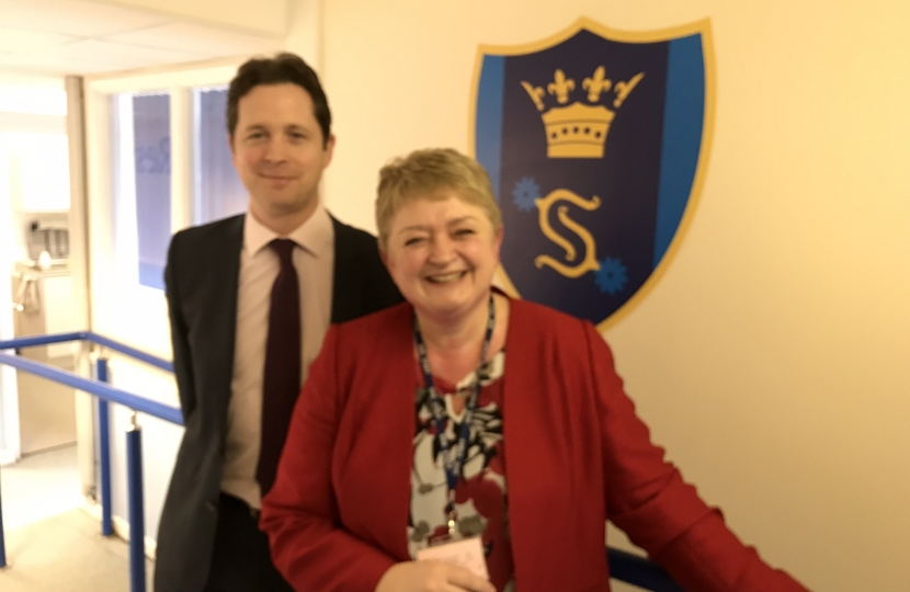 Alex Burghart MP with Carole Herman, Headteacher at Shenfield High School 