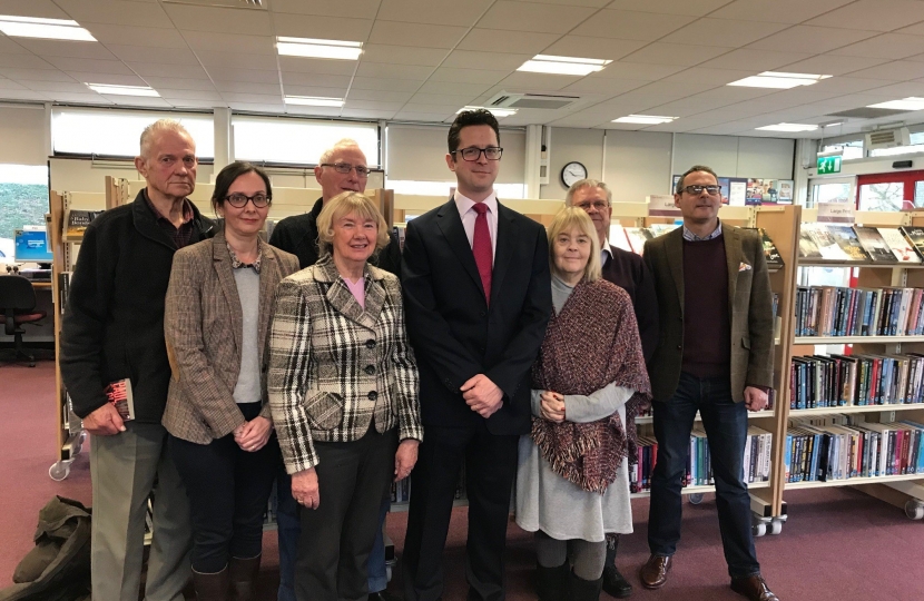 Alex Burghart MP with supporters of North Weald Library