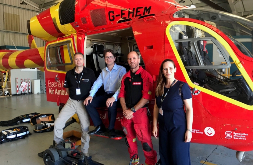 Alex Burghart MP with Essex and Herts Air Ambulance