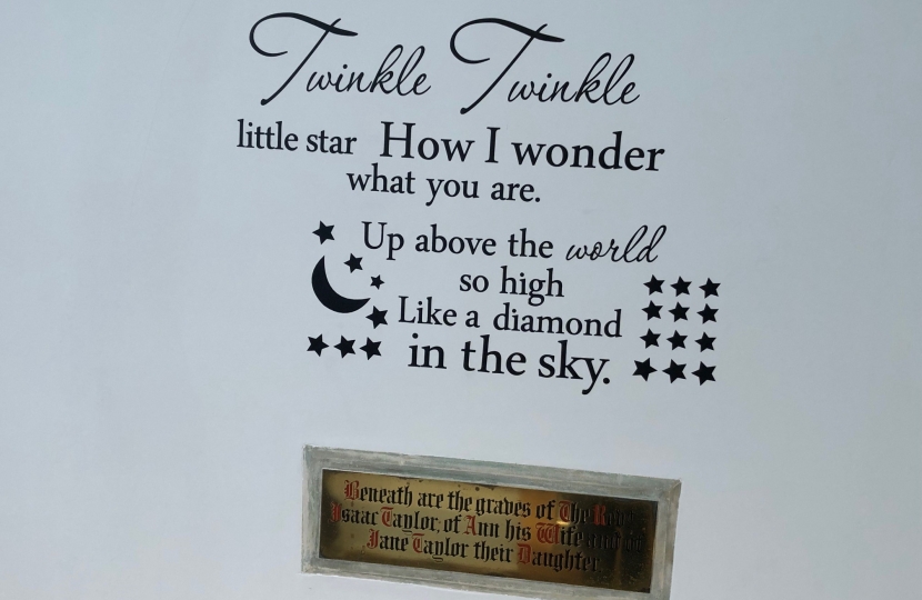 Ongar URC - in memory of Jane Taylor, who wrote the words to Twinkle Twinkle Little Star