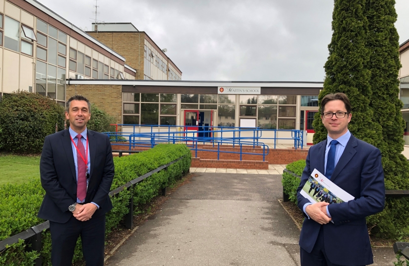 Alex Burghart MP with St Martin's School Headteacher, Ian Smyrk