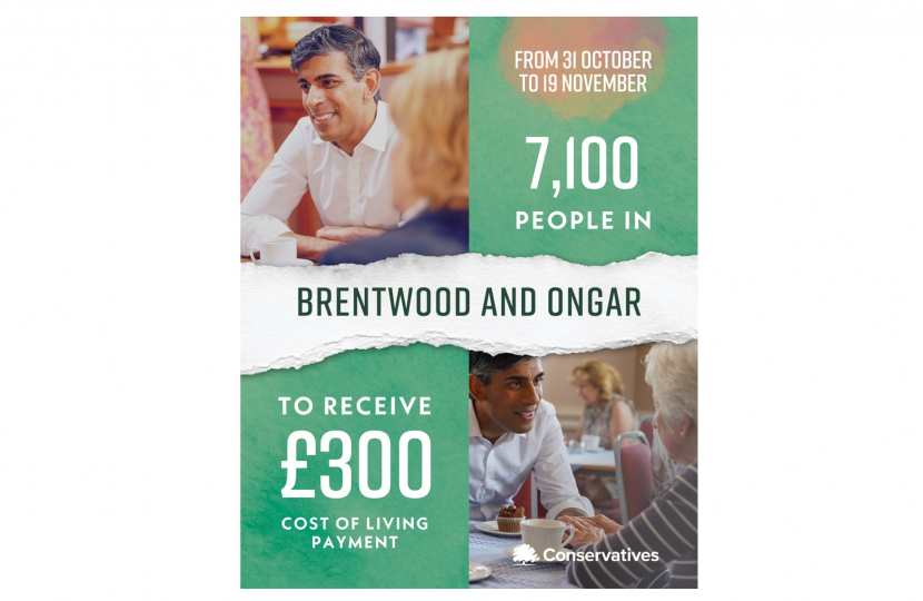 Cost of Living payments for Brentwood and Ongar