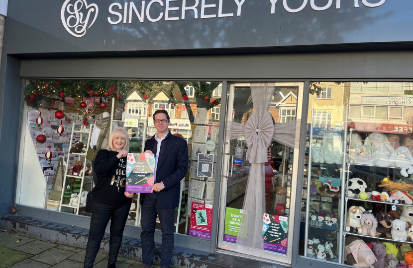 Alex Burghart MP and Kaye Thurgood at Sincerely Yours, Shenfield