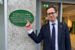 Alex Burghart at the Brentwood Lloyds ATM plaque