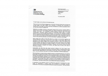 Letter from BEIS Minister Stuart